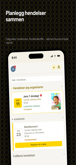 BiziKid events screen